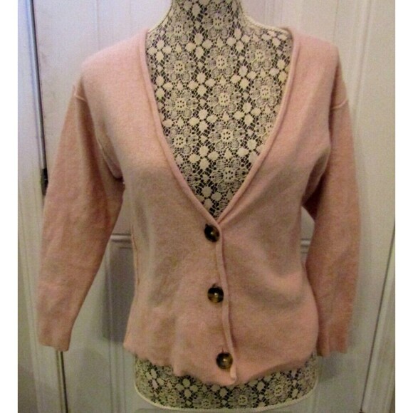 Free People Cardigan Pink 100% Cashmere Button Front Sweater Womens Size S - Picture 1 of 7